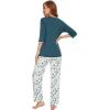 imageWiWi Womens 34 Sleeve Pajamas Set Soft Bamboo Viscose Top with Pants Sleepwear Plus Size Lightweight Pjs S4XAwhiteGreen Dots