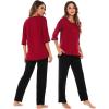 imageWiWi Womens 34 Sleeve Pajamas Set Soft Bamboo Viscose Top with Pants Sleepwear Plus Size Lightweight Pjs S4XAwineblack