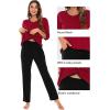 imageWiWi Womens 34 Sleeve Pajamas Set Soft Bamboo Viscose Top with Pants Sleepwear Plus Size Lightweight Pjs S4XAwineblack
