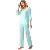imageWiWi Womens 34 Sleeve Pajamas Set Soft Bamboo Viscose Top with Pants Sleepwear Plus Size Lightweight Pjs S4XBaqua