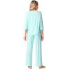imageWiWi Womens 34 Sleeve Pajamas Set Soft Bamboo Viscose Top with Pants Sleepwear Plus Size Lightweight Pjs S4XBaqua