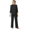 imageWiWi Womens 34 Sleeve Pajamas Set Soft Bamboo Viscose Top with Pants Sleepwear Plus Size Lightweight Pjs S4XBblack