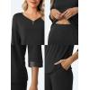imageWiWi Womens 34 Sleeve Pajamas Set Soft Bamboo Viscose Top with Pants Sleepwear Plus Size Lightweight Pjs S4XBblack