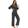 imageWiWi Womens 34 Sleeve Pajamas Set Soft Bamboo Viscose Top with Pants Sleepwear Plus Size Lightweight Pjs S4XBcharcoal Heather
