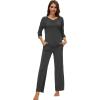 imageWiWi Womens 34 Sleeve Pajamas Set Soft Bamboo Viscose Top with Pants Sleepwear Plus Size Lightweight Pjs S4XBcharcoal Heather