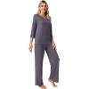 imageWiWi Womens 34 Sleeve Pajamas Set Soft Bamboo Viscose Top with Pants Sleepwear Plus Size Lightweight Pjs S4XBdark Grey