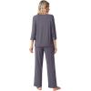 imageWiWi Womens 34 Sleeve Pajamas Set Soft Bamboo Viscose Top with Pants Sleepwear Plus Size Lightweight Pjs S4XBdark Grey