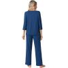 imageWiWi Womens 34 Sleeve Pajamas Set Soft Bamboo Viscose Top with Pants Sleepwear Plus Size Lightweight Pjs S4XBink Blue