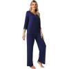 imageWiWi Womens 34 Sleeve Pajamas Set Soft Bamboo Viscose Top with Pants Sleepwear Plus Size Lightweight Pjs S4XBnavy