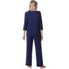 imageWiWi Womens 34 Sleeve Pajamas Set Soft Bamboo Viscose Top with Pants Sleepwear Plus Size Lightweight Pjs S4XBnavy