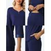imageWiWi Womens 34 Sleeve Pajamas Set Soft Bamboo Viscose Top with Pants Sleepwear Plus Size Lightweight Pjs S4XBnavy