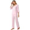 imageWiWi Womens 34 Sleeve Pajamas Set Soft Bamboo Viscose Top with Pants Sleepwear Plus Size Lightweight Pjs S4XBpink