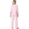 imageWiWi Womens 34 Sleeve Pajamas Set Soft Bamboo Viscose Top with Pants Sleepwear Plus Size Lightweight Pjs S4XBpink