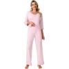 imageWiWi Womens 34 Sleeve Pajamas Set Soft Bamboo Viscose Top with Pants Sleepwear Plus Size Lightweight Pjs S4XBpink