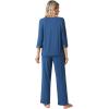 imageWiWi Womens 34 Sleeve Pajamas Set Soft Bamboo Viscose Top with Pants Sleepwear Plus Size Lightweight Pjs S4XBprussian Blue