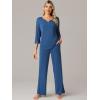 imageWiWi Womens 34 Sleeve Pajamas Set Soft Bamboo Viscose Top with Pants Sleepwear Plus Size Lightweight Pjs S4XBprussian Blue