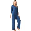 imageWiWi Womens 34 Sleeve Pajamas Set Soft Bamboo Viscose Top with Pants Sleepwear Plus Size Lightweight Pjs S4XBprussian Blue