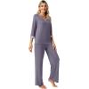 imageWiWi Womens 34 Sleeve Pajamas Set Soft Bamboo Viscose Top with Pants Sleepwear Plus Size Lightweight Pjs S4XBpurplish Grey