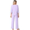 imageWiWi Womens 34 Sleeve Pajamas Set Soft Bamboo Viscose Top with Pants Sleepwear Plus Size Lightweight Pjs S4XBtaro Purple