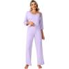 imageWiWi Womens 34 Sleeve Pajamas Set Soft Bamboo Viscose Top with Pants Sleepwear Plus Size Lightweight Pjs S4XBtaro Purple