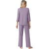 imageWiWi Womens 34 Sleeve Pajamas Set Soft Bamboo Viscose Top with Pants Sleepwear Plus Size Lightweight Pjs S4XBviolet