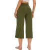 imageWiWi Womens Capri Pajama Pants Bamboo Viscose Lounge Casual Bottoms Soft Sleep Capris Pant with Drawstring SXXLDark Army Green