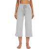 imageWiWi Womens Capri Pajama Pants Bamboo Viscose Lounge Casual Bottoms Soft Sleep Capris Pant with Drawstring SXXLGrey