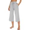 imageWiWi Womens Capri Pajama Pants Bamboo Viscose Lounge Casual Bottoms Soft Sleep Capris Pant with Drawstring SXXLGrey