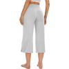 imageWiWi Womens Capri Pajama Pants Bamboo Viscose Lounge Casual Bottoms Soft Sleep Capris Pant with Drawstring SXXLGrey