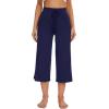 imageWiWi Womens Capri Pajama Pants Bamboo Viscose Lounge Casual Bottoms Soft Sleep Capris Pant with Drawstring SXXLNavy