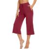 imageWiWi Womens Capri Pajama Pants Bamboo Viscose Lounge Casual Bottoms Soft Sleep Capris Pant with Drawstring SXXLWine