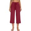 imageWiWi Womens Capri Pajama Pants Bamboo Viscose Lounge Casual Bottoms Soft Sleep Capris Pant with Drawstring SXXLWine