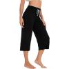 imageWiWi Womens Capri Pajama Pants Viscose from Bamboo Lounge Casual Bottoms Capris with Drawstring SXXLBlack