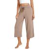 imageWiWi Womens Capri Pajama Pants Viscose from Bamboo Lounge Casual Bottoms Capris with Drawstring SXXLCamel