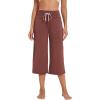 imageWiWi Womens Capri Pajama Pants Viscose from Bamboo Lounge Casual Bottoms Capris with Drawstring SXXLChocolate Brown