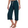 imageWiWi Womens Capri Pajama Pants Viscose from Bamboo Lounge Casual Bottoms Capris with Drawstring SXXLDark Bluish Green