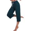 imageWiWi Womens Capri Pajama Pants Viscose from Bamboo Lounge Casual Bottoms Capris with Drawstring SXXLDark Bluish Green