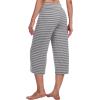imageWiWi Womens Capri Pajama Pants Viscose from Bamboo Lounge Casual Bottoms Capris with Drawstring SXXLHeather Grey Stripe