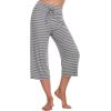 imageWiWi Womens Capri Pajama Pants Viscose from Bamboo Lounge Casual Bottoms Capris with Drawstring SXXLHeather Grey Stripe