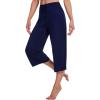 imageWiWi Womens Capri Pajama Pants Viscose from Bamboo Lounge Casual Bottoms Capris with Drawstring SXXLNavy