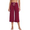 imageWiWi Womens Capri Pajama Pants Viscose from Bamboo Lounge Casual Bottoms Capris with Drawstring SXXLWine