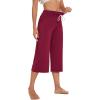 imageWiWi Womens Capri Pajama Pants Viscose from Bamboo Lounge Casual Bottoms Capris with Drawstring SXXLWine
