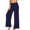 imageWiWi Womens Casual Wide Leg Palazzo Pants Comfy Lounge Pajama Bottoms Viscose from Bamboo Yoga Sweatpants SXXLAnavy