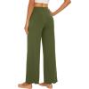 imageWiWi Womens Casual Wide Leg Palazzo Pants Comfy Lounge Pajama Bottoms Viscose from Bamboo Yoga Sweatpants SXXLBarmy Green