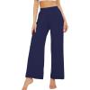 imageWiWi Womens Casual Wide Leg Palazzo Pants Comfy Lounge Pajama Bottoms Viscose from Bamboo Yoga Sweatpants SXXLCnavy