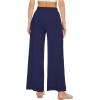 imageWiWi Womens Casual Wide Leg Palazzo Pants Comfy Lounge Pajama Bottoms Viscose from Bamboo Yoga Sweatpants SXXLCnavy