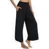 imageWiWi Womens Lounge Pants Wide Leg Yoga Bottoms Soft High Waist Sweatpants with Pockets Viscose from Bamboo SXXLBlack