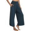 imageWiWi Womens Lounge Pants Wide Leg Yoga Bottoms Soft High Waist Sweatpants with Pockets Viscose from Bamboo SXXLDeep Teal