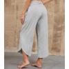 imageWiWi Womens Lounge Pants Wide Leg Yoga Bottoms Soft High Waist Sweatpants with Pockets Viscose from Bamboo SXXLLight Heather Grey