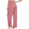 imageWiWi Womens Pajama Pants Loose Sleep Bottoms for Women High Waisted Casual Rayon Lounge Palazzo Bottom SXXLDusty Rose